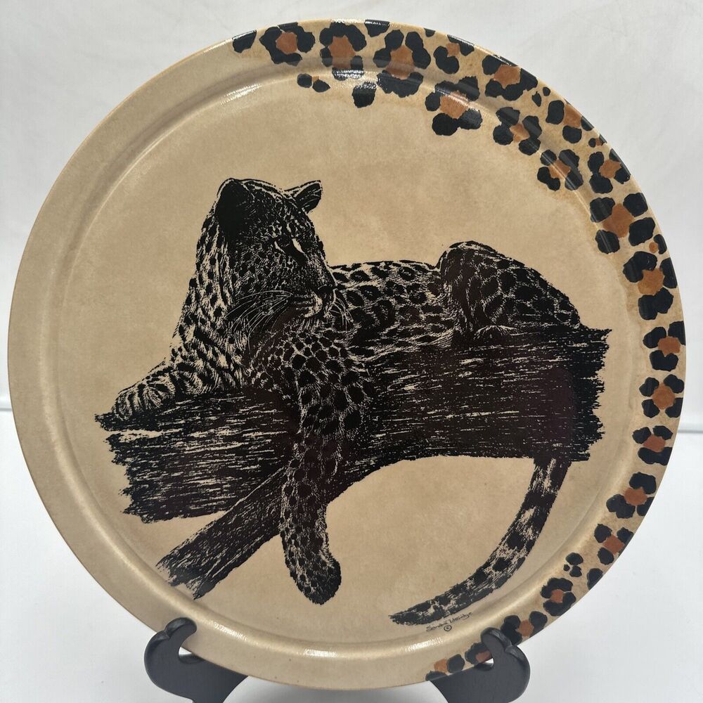 Rosenthal Continental Fine China Wildlife Ceramic Leopard Plate By Sandra 12.5”